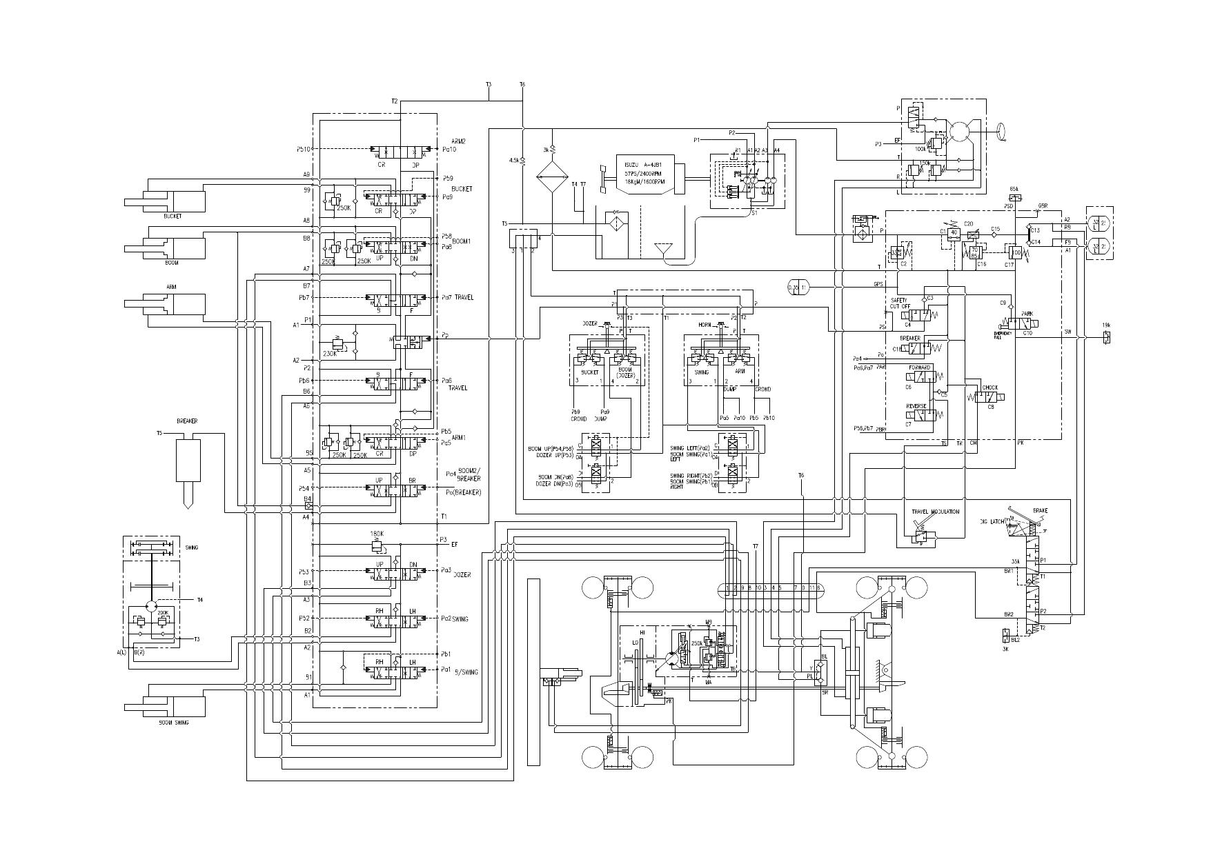 S055W-V HYDRAULIC CIRCUIT DIAGRAM Schematic Daewoo Doosan (2)